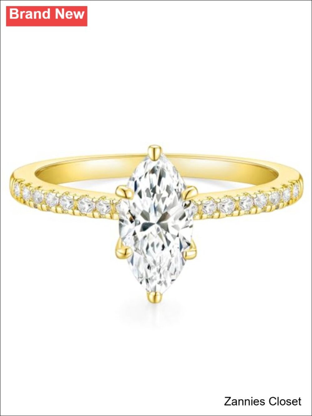 💍 TIGRADE Marquise Cut Cubic Zirconia Engagement Ring Wedding Band